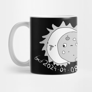 Total Solar Eclipse April 2024 Black & White Cute Moon and Sun Mug